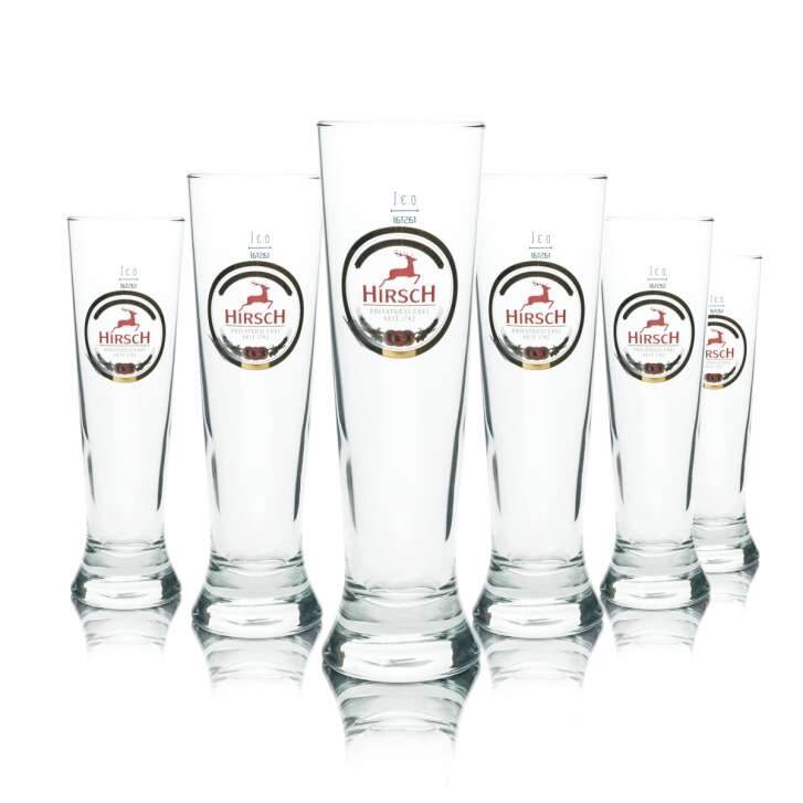 6x Hirsch Bräu beer glass 0.3l tulip Merkur Rastal glasses goblet Pils Export Beer