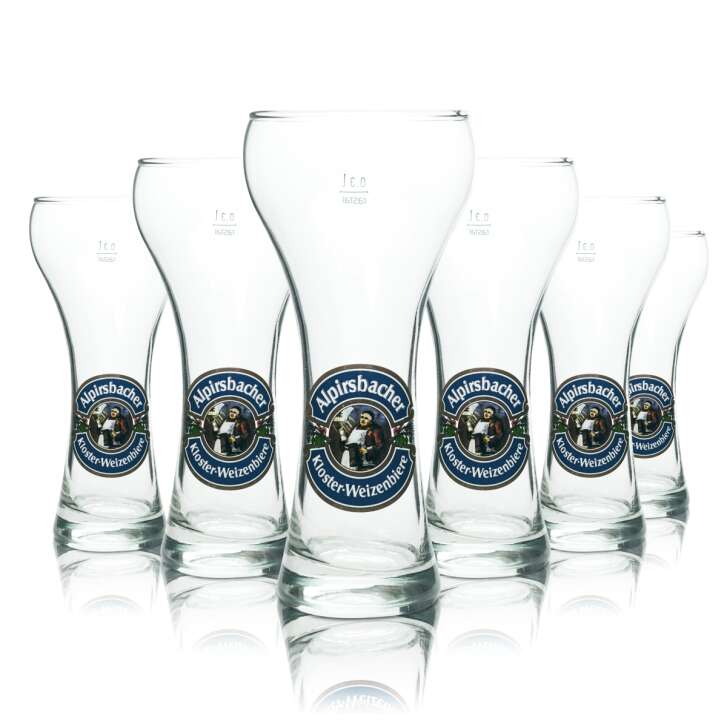 6x Alpirsbacher beer glass 0.3l wheat beer glass monastery wheat glasses yeast retro