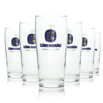 6x Löwenbräu Beer Glass 0,3l Mug Sahm Willi...