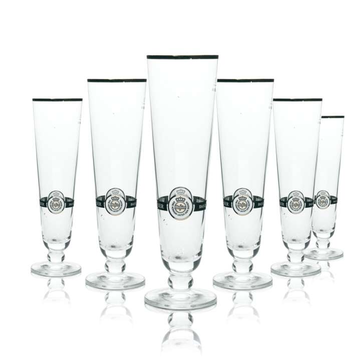 6x Warsteiner beer glass 0.25l goblet gold rim pilsner glasses tulip stemmed glass brewer