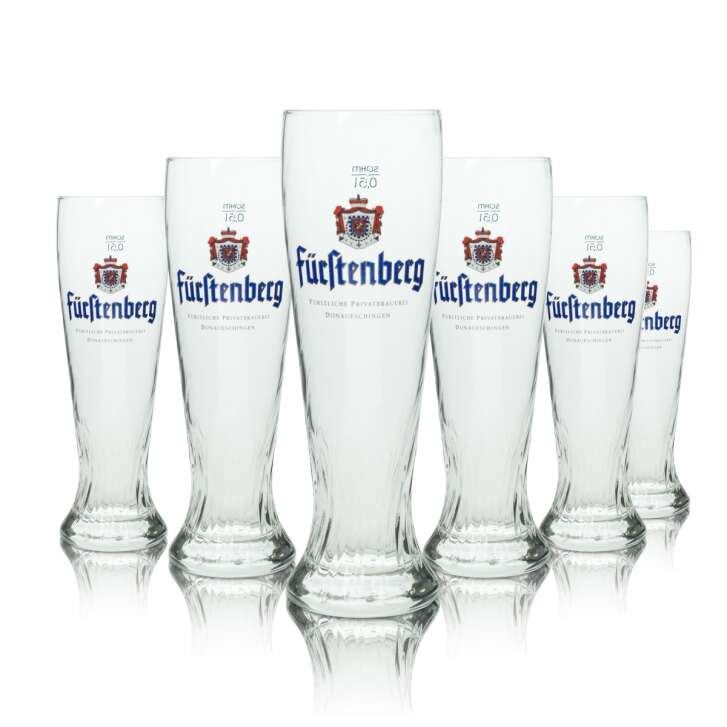 6x Fürstenberg beer glass 0.5l wheat beer glasses Relief Weissensee Sahm Hefe contour