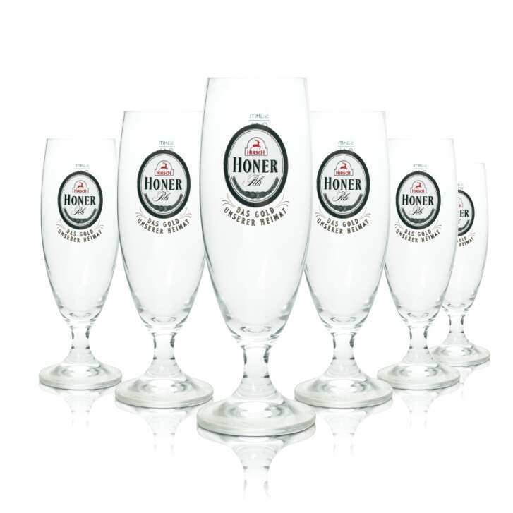 6x Hirsch Bräu beer glass 0.4l goblet Honer Parma Sahm Tulip Pils glasses stemmed glass