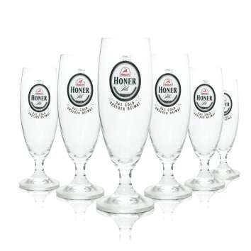 6x Hirsch Bräu beer glass 0.4l goblet Honer Parma...