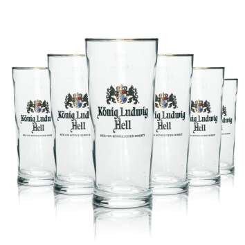6x King Ludwig Beer Glass 0,4l Mug Light Sahm Willi...