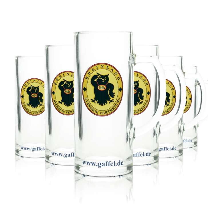 6x Gaffel beer glass 0,5l mug Rheinland permanent representation Seidel glasses Kölsch