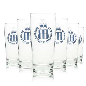 6x Bayreuth Beer Glass 0,4l Mug Sahm Willi Pils Glasses...