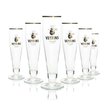 6x Veltins beer glass 0,2l goblet gold rim Ritzenhoff...