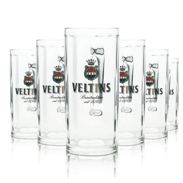 6x Veltins beer glass 0,4l mug Moldau Sahm Seidel Henkel glasses Pils Export Beer