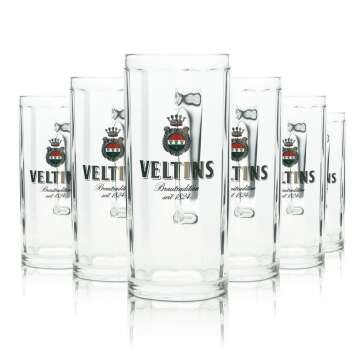 6x Veltins beer glass 0,4l mug Moldau Sahm Seidel Henkel...