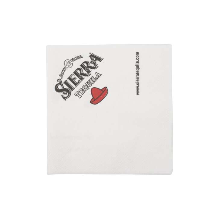 200x Sierra Tequila Napkins White 13x13cm Cocktail Glasses Party Coasters