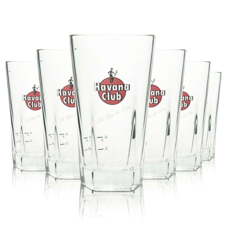 6x Havana Club Rum Glass 0.34l Cocktail Glass Polygon Bottom Longdrink Glasses