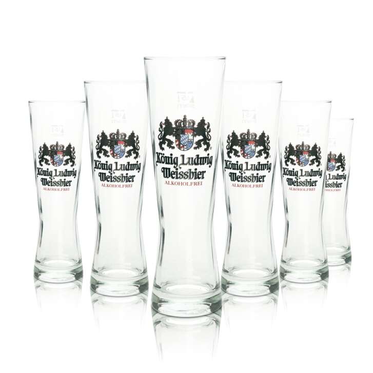 6x King Ludwig beer glass 0.5l wheat beer alcohol-free relief yeast wheat glasses