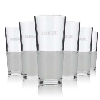 6x Absolut Glass 0.33l Frosted Design Satin-Finish...