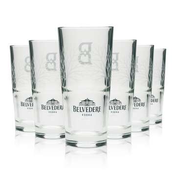 6x Belvedere vodka glass 0.3l long drink glass B-logo top