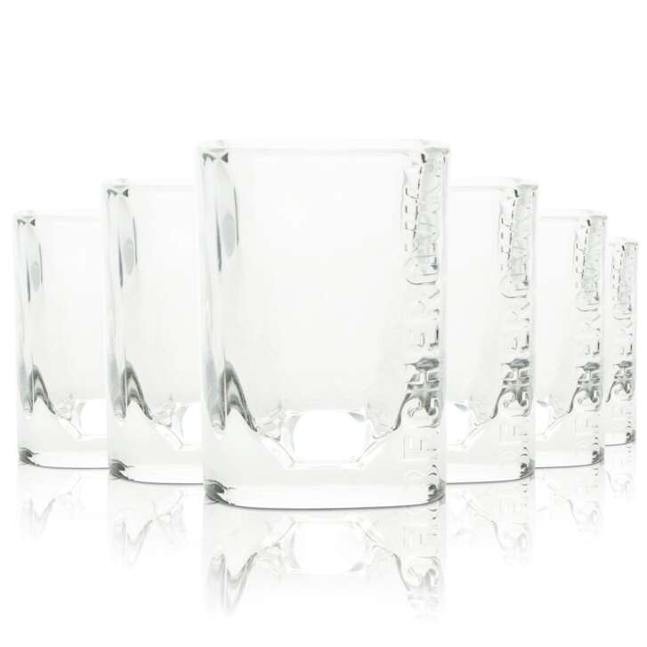 6x Becherovka Vodka Glass 4cl Shot Glasses Short Schnapps Stamper Gastro Oak