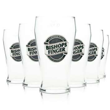 6x Bishops Finger Beer Glass 0,5l Mug Pint Shepherd Neame...