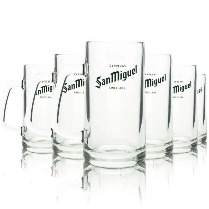 6x San Miguel beer glass 0.5l jug Seidel pint jug glasses Beer Spain Cerveza