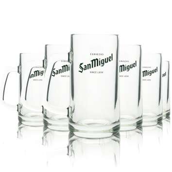 6x San Miguel beer glass 0.5l jug Seidel pint jug glasses...