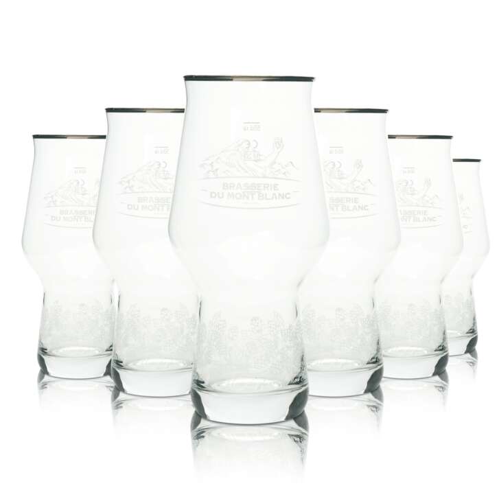 6x Brasserie Du Mont Blanc Beer Glass 0.5l Mug Craft Master One Glasses Beer