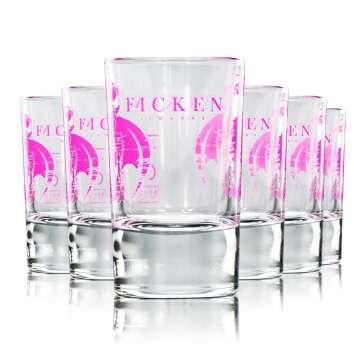 6x fuck liqueur glass shot glass pink with dragon