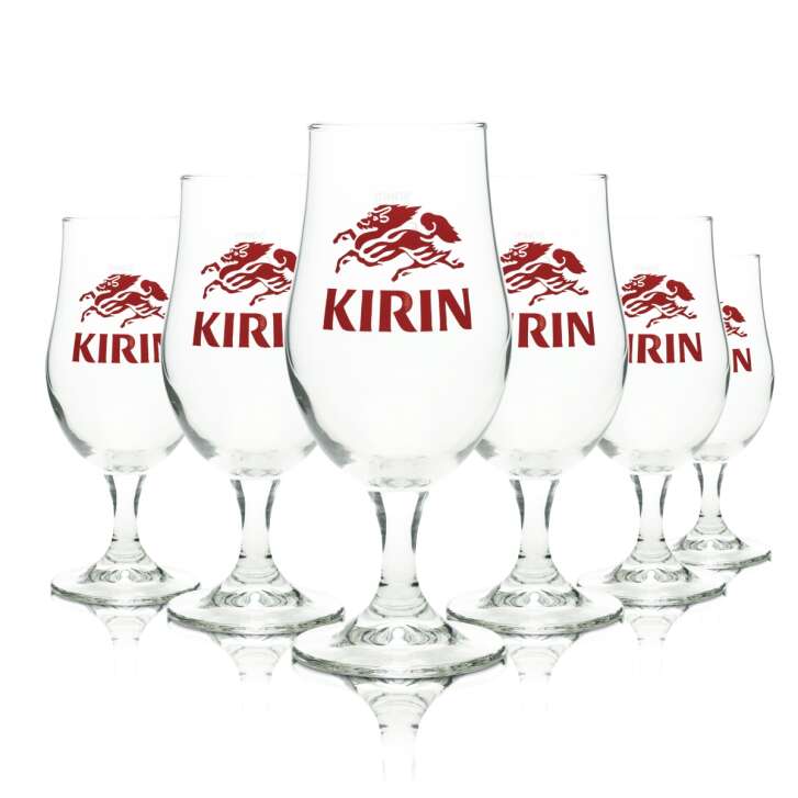 6x Kirin Ichiban Beer Glass 0,3l Tulip Japanese Beer Glasses Goblet Dragon Craft