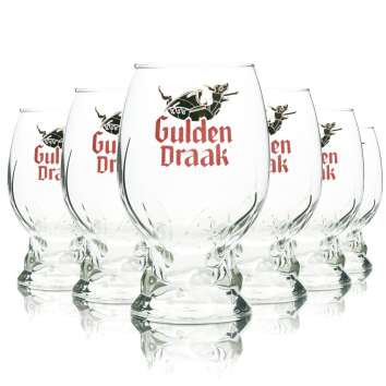 6x Gulden Draak Beer Glass 0,5l Goblet Glasses Belgium...