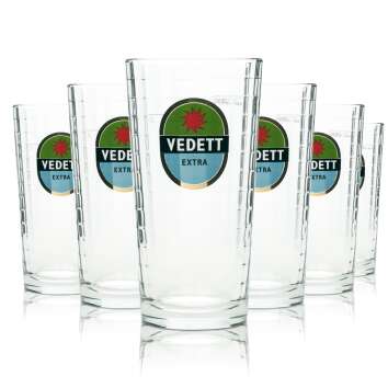 6x Vedett beer glass 0.25l mug "Extra" green...