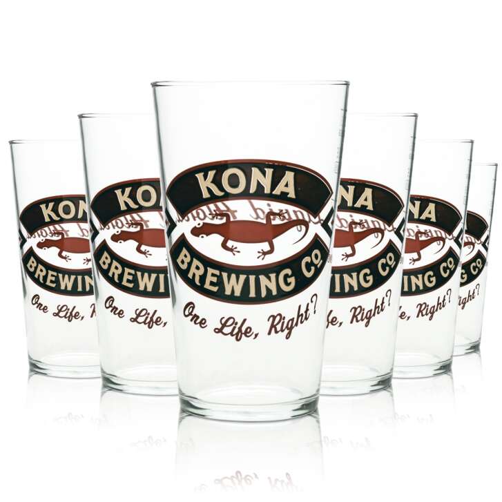 6x Kona Beer Glass 0,5l Pint Mug Hawaii Beer Craft Glasses Brewery Aloha Willi