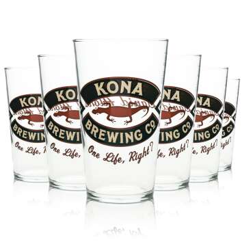6x Kona Beer Glass 0,5l Pint Mug Hawaii Beer Craft...