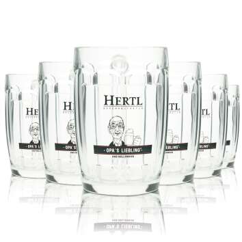 6x Hertl beer glass 0,5l mug Opas Liebling Kellerbier...