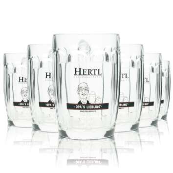 6x Hertl beer glass 0,3l mug Opas Liebling Kellerbier...