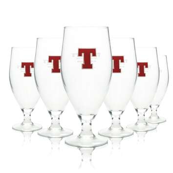 6x Tennents Beer Glass 0.5l Goblet Authentic Export...