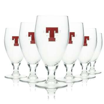 6x Tennents Beer Glass 0.25l Goblet Authentic Export...