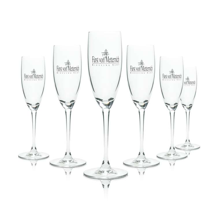 6x Fürst von Metternich sparkling wine glass 0.1l Flute Champagne glasses stemmed glass Flute