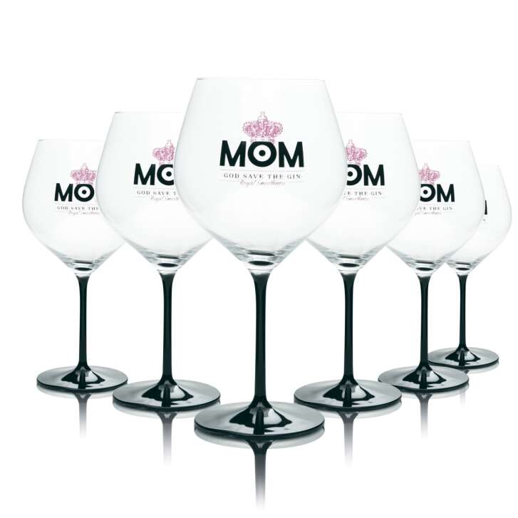 6x MOM Gin Glass 0,75l Balloon Glasses Ritzenhoff black stem Pink London Bar