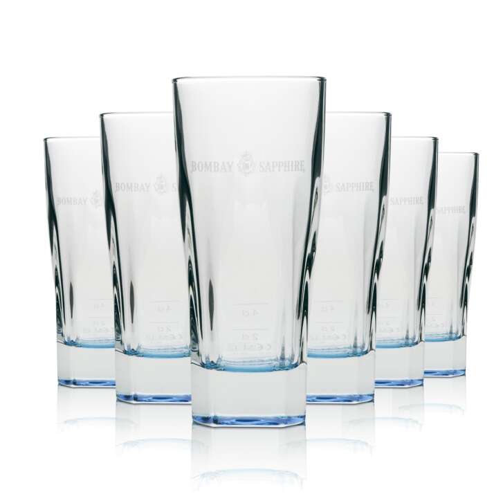 6x Bombay Sapphire gin glass 0.3l long drink blue base cocktail glasses tonic