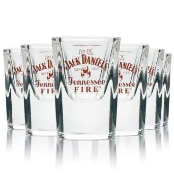6x Jack Daniels Fire shot glass 2cl short tumbler whiskey...