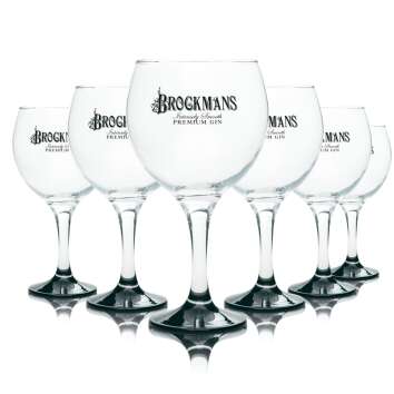 6x Brockmans Gin Glass 60cl Balloon Glass Black Glasses...