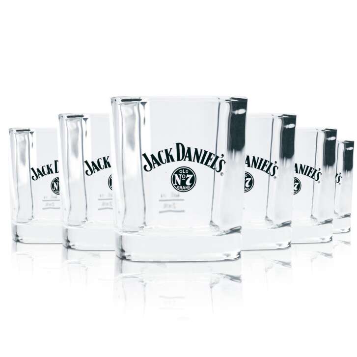 6x Jack Daniels glass 0.2l square whiskey tumbler glasses Longdrink No. 7 Gastro