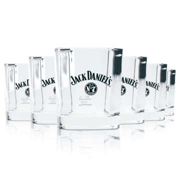 6x Jack Daniels glass 0.2l square whiskey tumbler glasses...