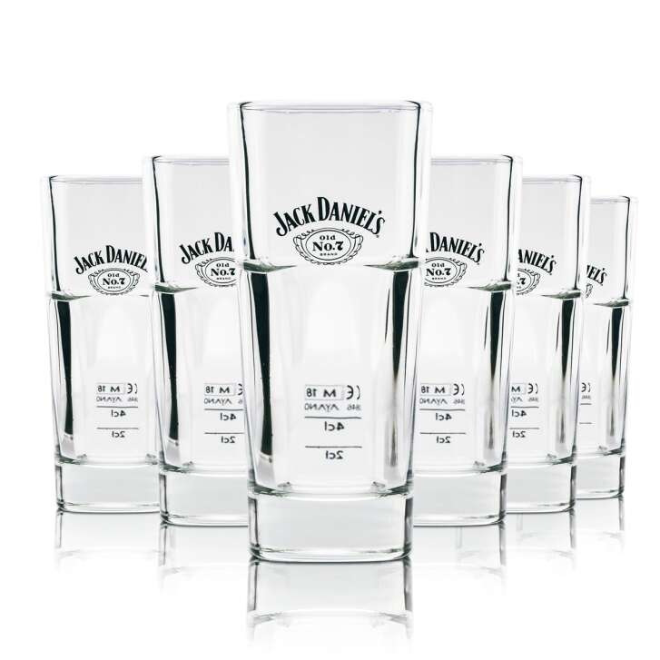 6x Jack Daniels whiskey glass long drink stackable