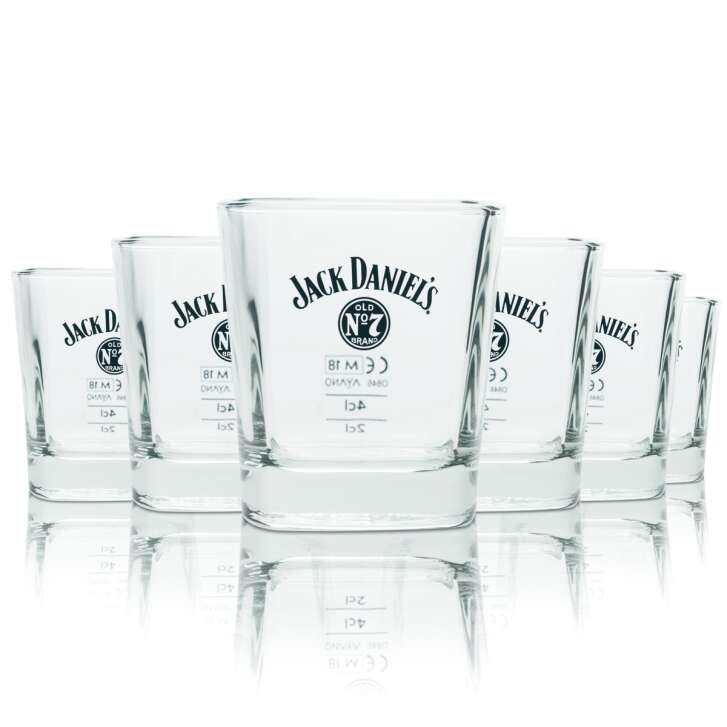 6x Jack Daniels Glass 0.24l Whiskey Tumbler No. 7 Glasses Gauged Gastro Longdrink