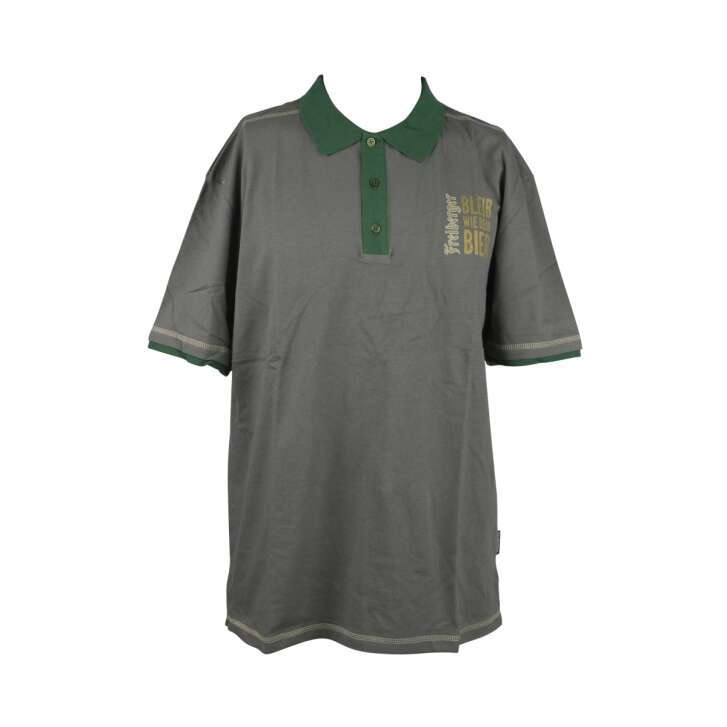 1 Freiberger beer polo shirt, size XXL, gray/green  Freiberger new