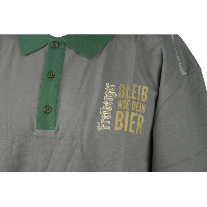 1 Freiberger beer polo shirt, size XXL, gray/green  Freiberger new