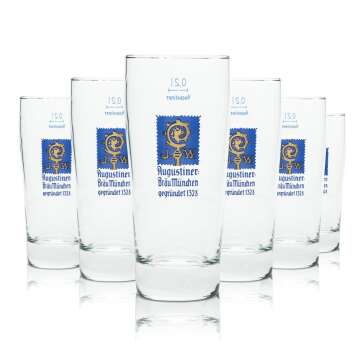 6x Augustiner Beer Glass 0,2l Willi Mug Glasses Bavaria...