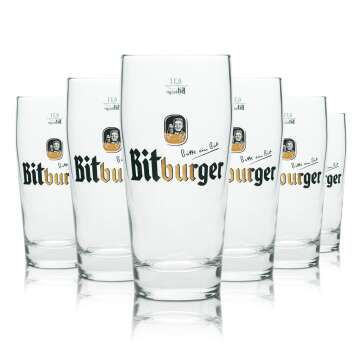 6x Bitburger Beer Glass 0,3l Willi Becher Sahm Pils...