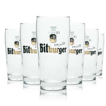 6x Bitburger beer glass 0,25l Willi Becher Sahm Pils...