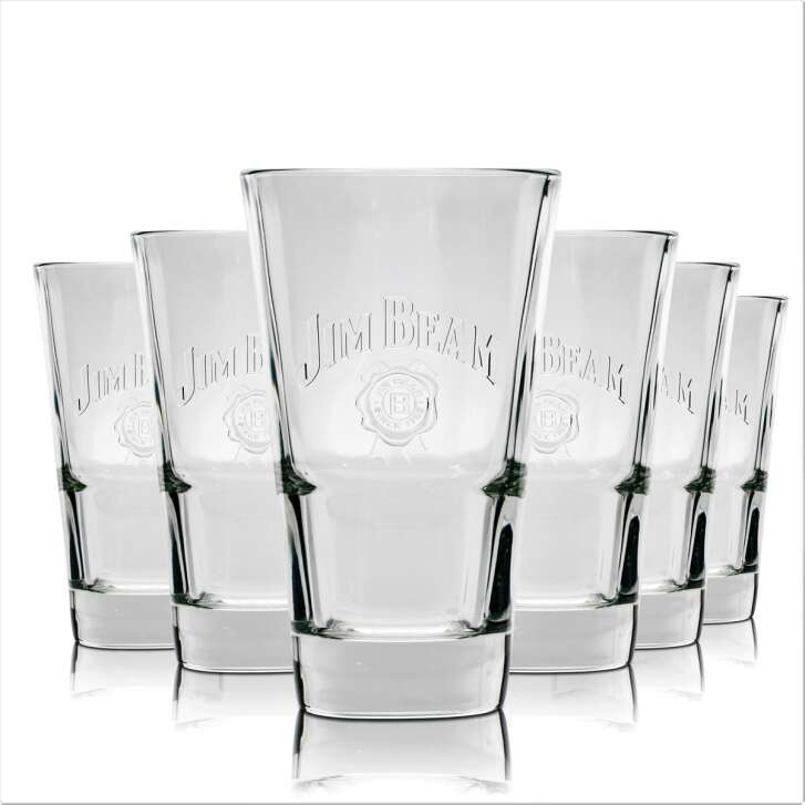 6x Jim Beam whiskey glass long drink 34cl with engraving