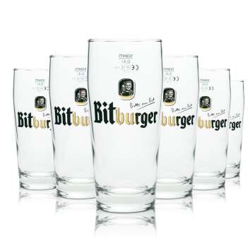 6x Bitburger Beer Glass 0,4l Willi Becher Sahm Pils...