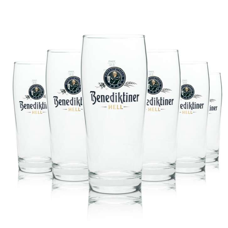 6x Benediktiner Weissbräu Beer Glass 0,5l Willi Becher Hell Sahm Glasses Pils Bar